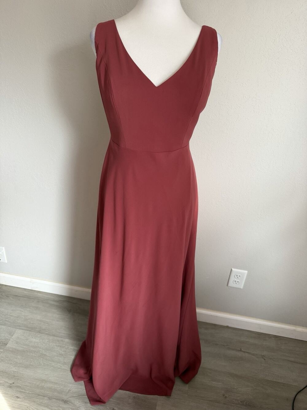 Jenny Yoo Collection Dani Tie Back V-Neck Mauve Full Length Gown Women 14 Formal